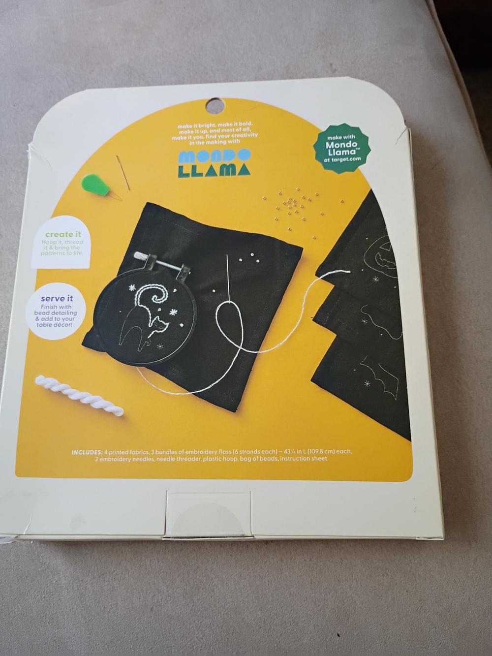 Mondo Llama Black Holiday Embroidery Kit